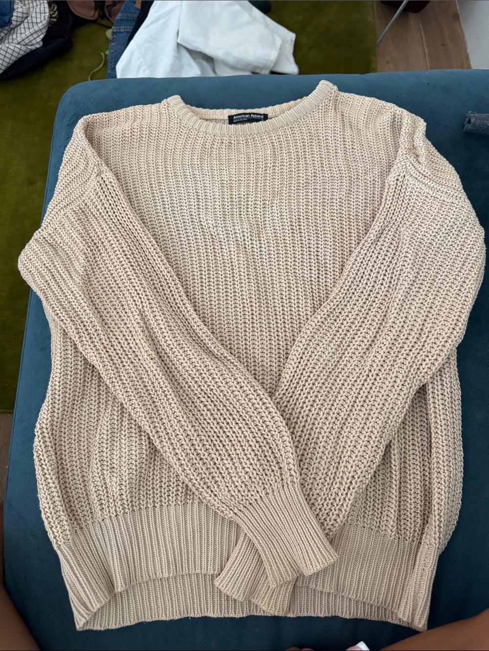 AMERICAN APPAREL Cream Crewneck Chunky Knit Sweater